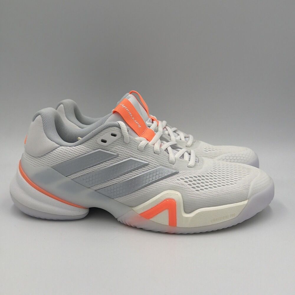adidas Barricade 14 White/Grey/Orange Tennis Shoes JR1765 Women's Sz 8